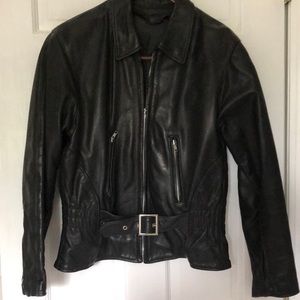 Black leather motorcycle jacket S